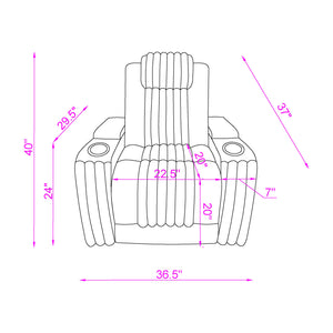 English Elm Duran Power Recliner with Led Lighting Usb Charging and Adjustable Headrest Support Black B201P412675