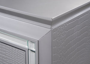 English Elm Lillian Chest - Elegant Gray Storage Solution With Crocodile-Embossed Drawers & Mirrored Accents B132P162289