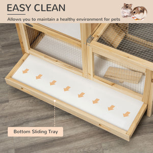 English Elm 2-tier Fir Wood Hamster Hutch with Mesh Roof Plexiglass Front and Enrichment Accessories T3971P407770