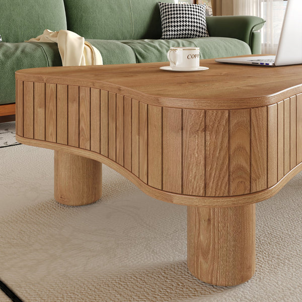 English Elm Lift Top Coffee Table with Fluted Panels Hidden Storage and Hydraulic Rise for Living Rooms W1445P317476
