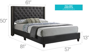 English Elm Elegant Tufted Queen Bed Frame with Adjustable Headboard, Support Slats & Durable Legs for Comfort and Style Black 8 L x 59 W x 28 H B078118281