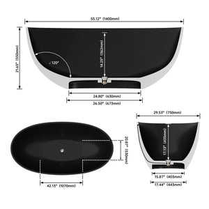 English Elm 55" Freestanding Soaking Tub Eco Stone Resin Matte Finish Spa Inspired Bath T3785P353953