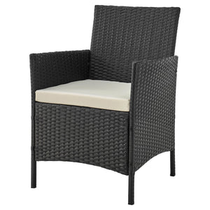 English Elm Imperia 3-Piece Conversation Set with Removable Washable Cushions, Tempered Glass End Table, Weatherproof Rattan Frame Cream+Grey B365P398237