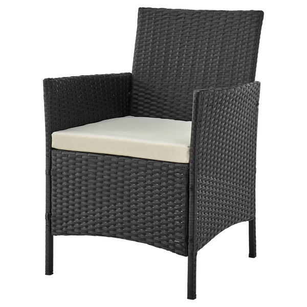 English Elm Imperia 3-Piece Conversation Set with Removable Washable Cushions, Tempered Glass End Table, Weatherproof Rattan Frame Cream+Grey B365P398237