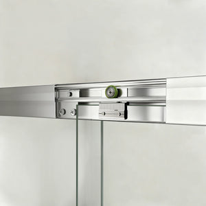 English Elm 44" Semi-frameless Double Sliding Shower Door Brushed Gold Tempered Glass Walk-in W1920P385301