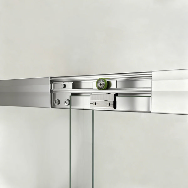 English Elm 44" Semi-frameless Double Sliding Shower Door Brushed Gold Tempered Glass Walk-in W1920P385301