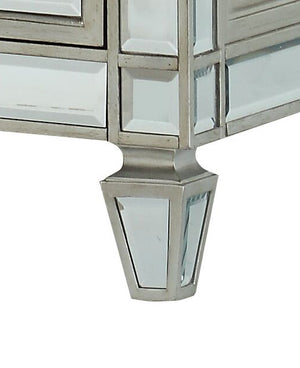 English Elm Varian Mirrored Finish Dresser with Geometric Trim & Sunburst Motifs, 8 Smooth Glide Drawers, Luxe Crystal Knobs Silver 54 L x 24 W x 47 H B2726P261268