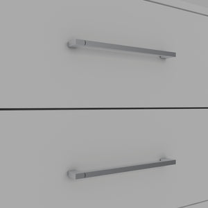 English Elm Dresser, 4 Drawers with Open Media Shelf, 47" TV Top, 43.2" High, White Engineered Wood Finish B097S00090