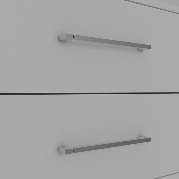 English Elm Dresser, 4 Drawers with Open Media Shelf, 47" TV Top, 43.2" High, White Engineered Wood Finish B097S00090