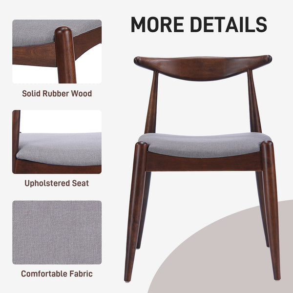 English Elm [video] 5-piece Mid-century Rubberwood Dining Set with Upholstered Chairs for Family Meals Light Gray,Walnut N759S002011D