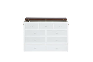 English Elm Murphy Cabinet Bed Full Pine Frame Built in Charging Station Drawer Studio Guest Room W504S00192