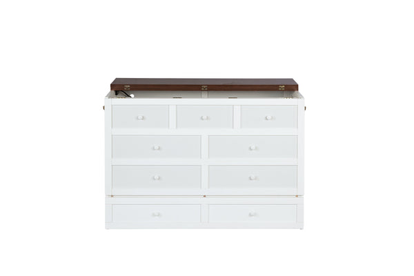English Elm Murphy Cabinet Bed Full Pine Frame Built in Charging Station Drawer Studio Guest Room W504S00192