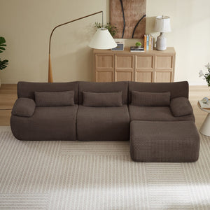 English Elm L Shaped Modular Sectional Corduroy Cloud Couch Oversized Family Living Room Sofa Brown W2339S00153