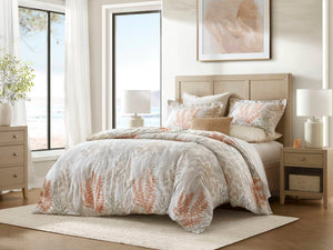 English Elm 3-piece King Cotton Sateen Duvet Set Botanical Herb Print 300tc Terracotta Linen B035P408292