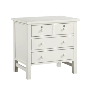 English Elm Georgina Distressed 4-Drawer Nightstand with French Dovetail Drawers and Decorative Faux Keyholes, 32" Antique White B050P376953