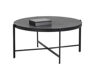 Sunpan Willem Coffee Table - Stylish Round Design with Matte Black Frame and Alluring Tempered Glass Top Medium - 31.5W x 31.5D x 15H