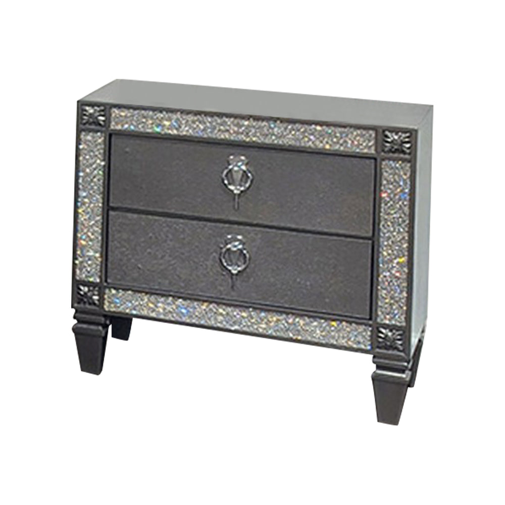 English Elm Laine 2 Drawer Nightstand Solid Wood Gray Finish with Acrylic Trim Bedroom Storage B056P416908