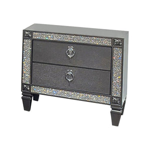 English Elm Laine 2 Drawer Nightstand Solid Wood Gray Finish with Acrylic Trim Bedroom Storage B056P416908