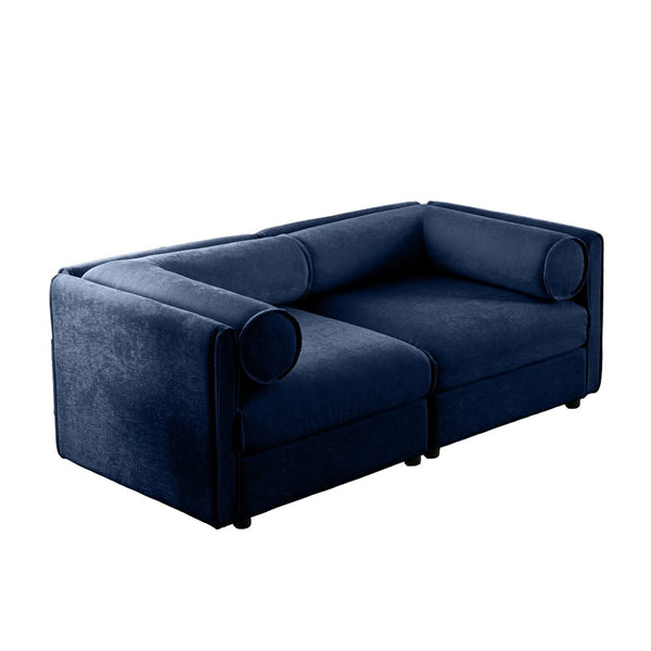 English Elm Stylish Blue Chenille 2-Seater Sofa With Hidden Storage, Modern Design & Ergonomic Comfort For Small Spaces W714S01046-GIGA