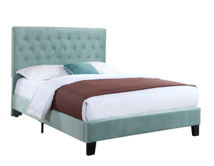 English Elm Wallace & Bay - Blue Cal King Upholstered Bed with Light Blue Fabric, Transitional Style, Easy-Care 89.8"W 54.7"H B361P384472