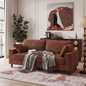 English Elm 81.8"corduroy Ribbed Upholstered 2-seater Sofa with Iron Wood Frame for Living Room Orange W5515P488193