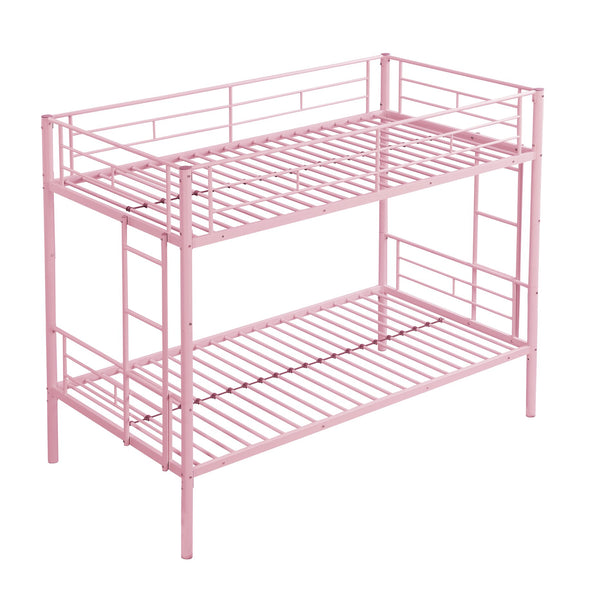 English Elm Metal Bunk Bed Twin Over with Built-in Staircase for Kids Shared Bedroom W311P201415
