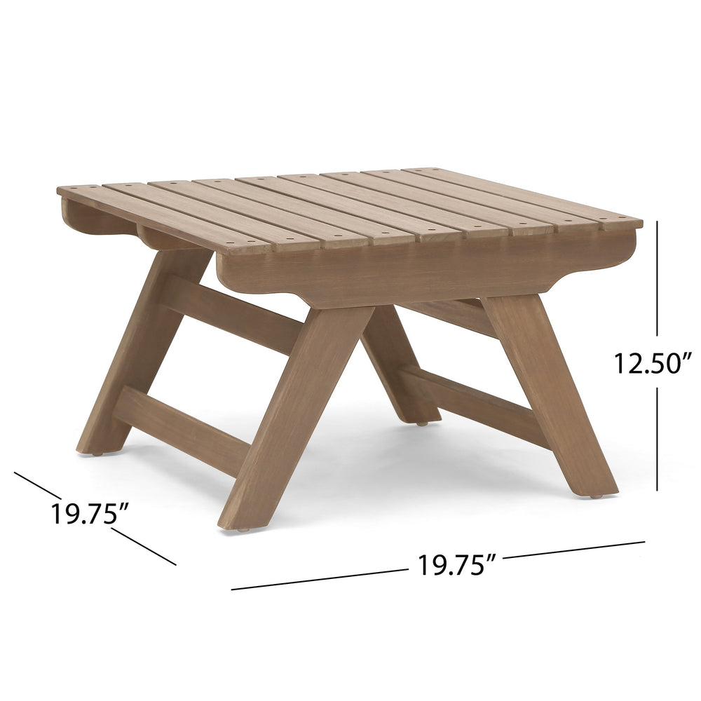English Elm Christopher Knight Home® - SEDONA Acacia Wood Side Table with Open Slat Top for Outdoor Living Durable Weather-Resistant Accent Grey 23.75 L x 23.75 W x 7.25 H 63747.00DGRY