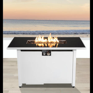 English Elm 43" Metal Rectangular Fire Pit Table — 50,000 BTU Propane Heater, Powder-Coated Steel, Hidden Tank Compartment B120P373114