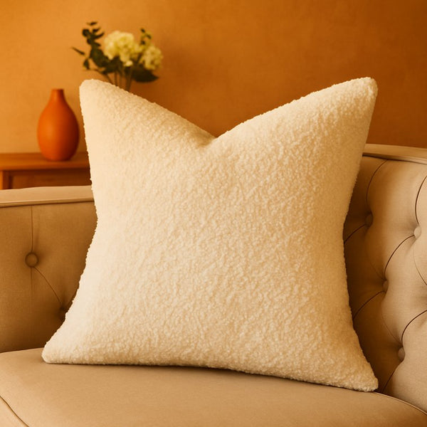 English Elm Homey Plush Sherpa Throw Pillow for Sofas & Beds — Ultra-Soft, Fluffy Supportive Accent Cushion Beige B357P356871