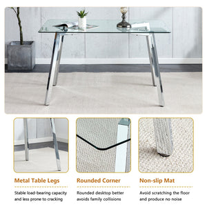 English Elm Table and Chair Set Round Walnut Mdf Top Six Seat Dining with Gold Accent Legs Black+Silver,Transparent W1151S04787