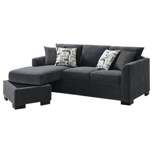 English Elm Pacheco Charcoal Fabric Sleeper Sectional with Chaise Pocket Coil Cushions Modern Living B062P451783