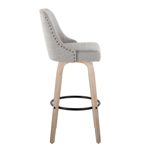 English Elm 30" Swivel Barstools Set of 2 Walnut Bentwood Faux Leather Chrome Nailhead Bar Height B202S01945
