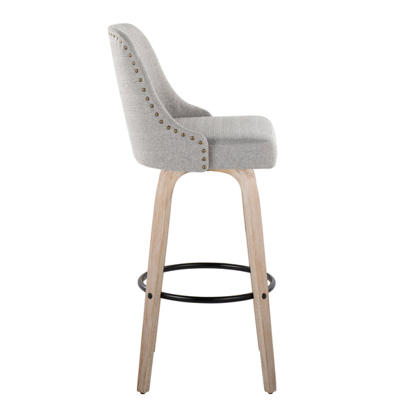 English Elm 30" Swivel Barstools Set of 2 Walnut Bentwood Faux Leather Chrome Nailhead Bar Height B202S01945