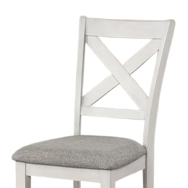 English Elm Rone Cross-back Rubberwood Dining Chairs Set of 2 with Gray Upholstered Cushion Farmhouse B056P417059
