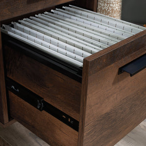 English Elm Computer Desk with Flip-Down Panel and Slide-Out Keyboard Tray, Built-In CPU Storage, Compact Durable Design Brown B356P367788