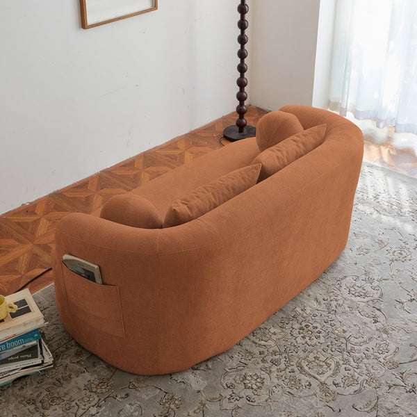 English Elm Sofa-in-a-box, Chenille Loveseat Frameless Foam 2 Seater for Modern Living Spaces Orange W668P381894