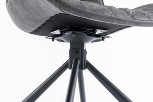 English Elm Mid-Century Modern Swivel Dining Chair Set Of 2 - Elegant Tufted Accents, Metal Legs, Dark Gray T3903P405989