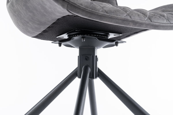 English Elm Mid-Century Modern Swivel Dining Chair Set Of 2 - Elegant Tufted Accents, Metal Legs, Dark Gray T3903P405989