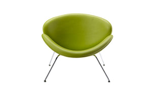 VIG Furniture Anais Lime Green Mid-Century Accent Chair With Hemi-Spherical Seat, Polished Stainless Legs, Cozy Comfort VGOBB72-GRN