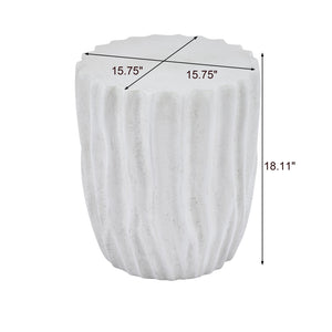 English Elm Tree Stump Mgo Accent Table Realistic Bark Texture Indoor Outdoor Rustic Side Antique White N776P372347W