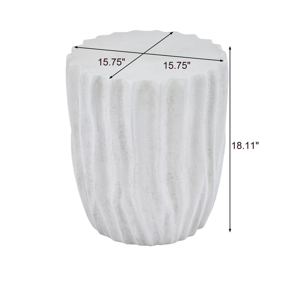 English Elm Tree Stump Mgo Accent Table Realistic Bark Texture Indoor Outdoor Rustic Side Antique White N776P372347W