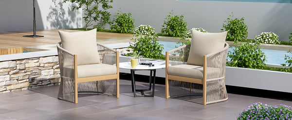 English Elm Christopher Knight Home® - [Set Of 2] Modern Beige Curved Aluminum Lounge Chairs With Plush Cushions For Outdoor Comfort N767P237033B_2