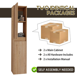 English Elm 60" Wall-Mounted Bathroom Vanity Set With Soft Close Doors, Resin Sinks & Organized Side Cabinets W999S00231