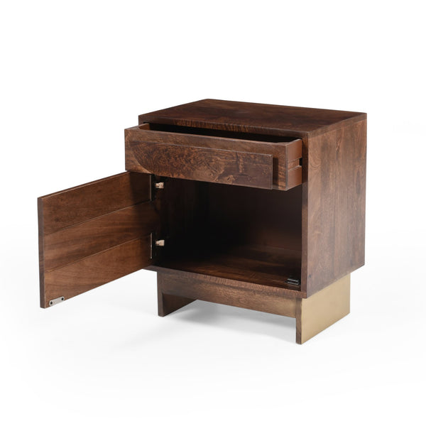 English Elm Christopher Knight Home® - Wood Solid Mango Nightstand with 1 Drawer, Walnut Finish — Handcrafted Minimalist Bedside Storage, 23"L x 21"W x 15.5"H N758P194726D
