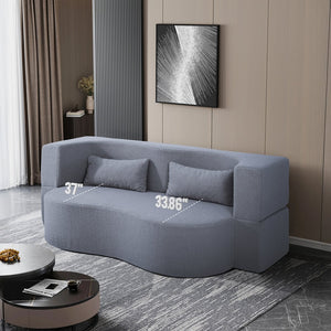 English Elm 2-in-1 Convertible Sofa Bed - Full Size Folding Loveseat with Plush Teddy Fabric, No Assembly Needed Grey W3163P322890