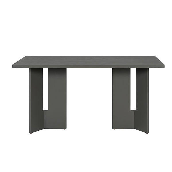 English Elm Trexm Farmhouse Six Seat Dining Set Oak Veneer Distressed Table Upholstered Chairs Gray ST000153AAE