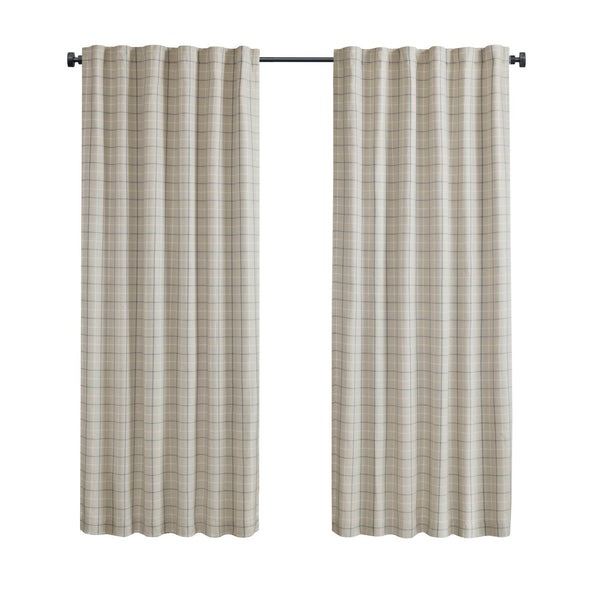 English Elm 1Pc Cozy Plaid Rod Pocket Curtain Panel With Fleece Lining For Insulation - 50"W X 95"L, Stylish Comfort B035P341191