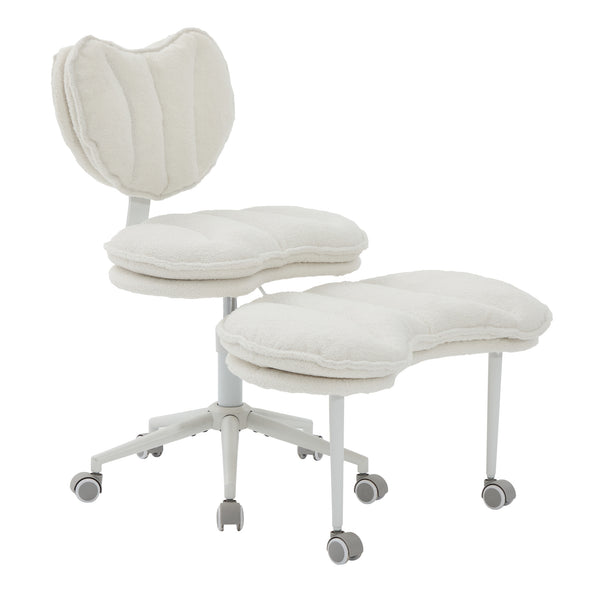 English Elm Artificial Rabbit Hair Cross Legged Desk Chair with Lumbar Support and Swivel Footrest W1143P402918