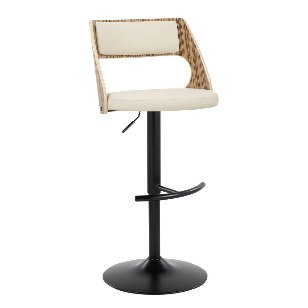 English Elm Contemporary Swivel Barstools Zebra Wood Faux Leather Seat Kitchen Island Set of 2 B202S00760