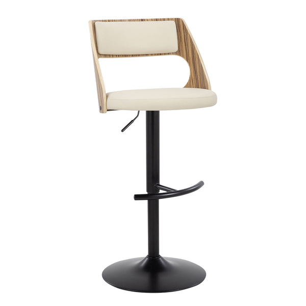 English Elm Contemporary Swivel Barstools Zebra Wood Faux Leather Seat Kitchen Island Set of 2 B202S00760